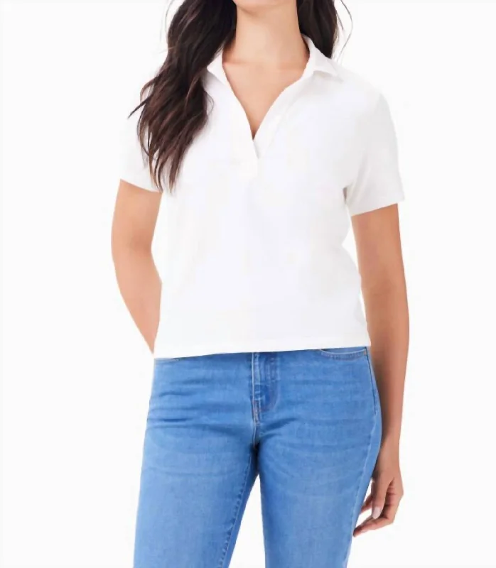 High-Quality Women's Fashion Dresses Short Sleeve Polo Tee In Paper White