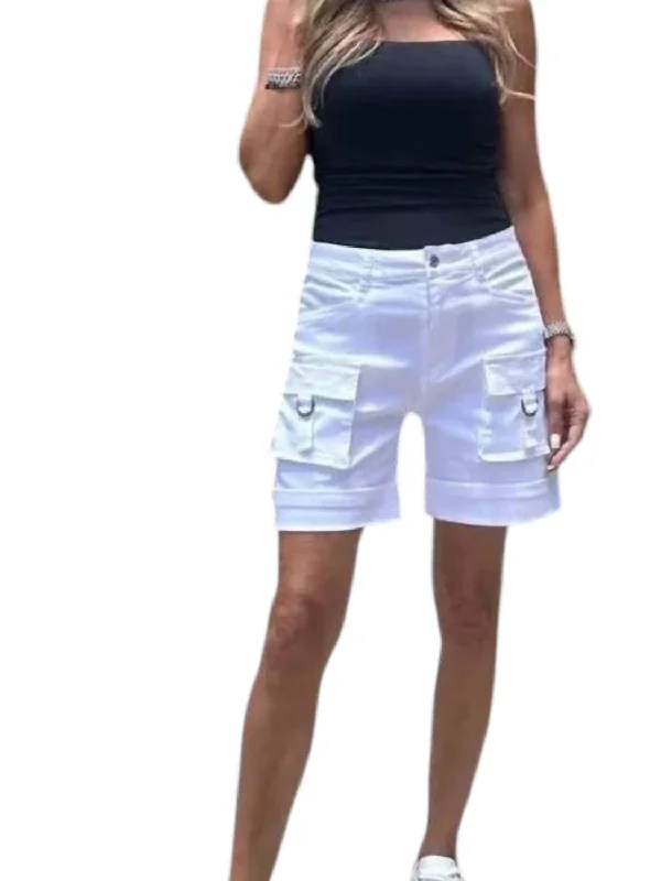 Women's High-Fashion Attire Kim Cargo Short In White