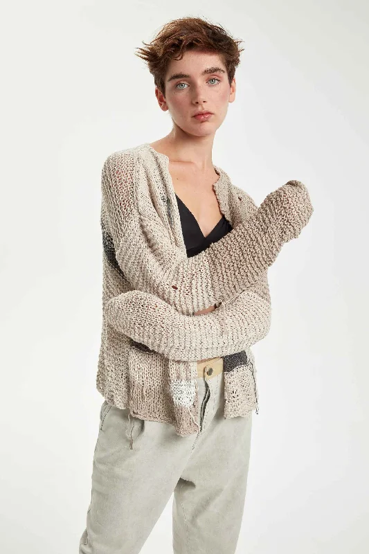 Luxe Women's Fashion Hand Knitted Cotton Cardigan - Original Light Beige