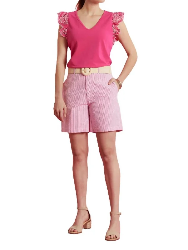 Elegant Fashion Cotton Bermuda Short In Pink