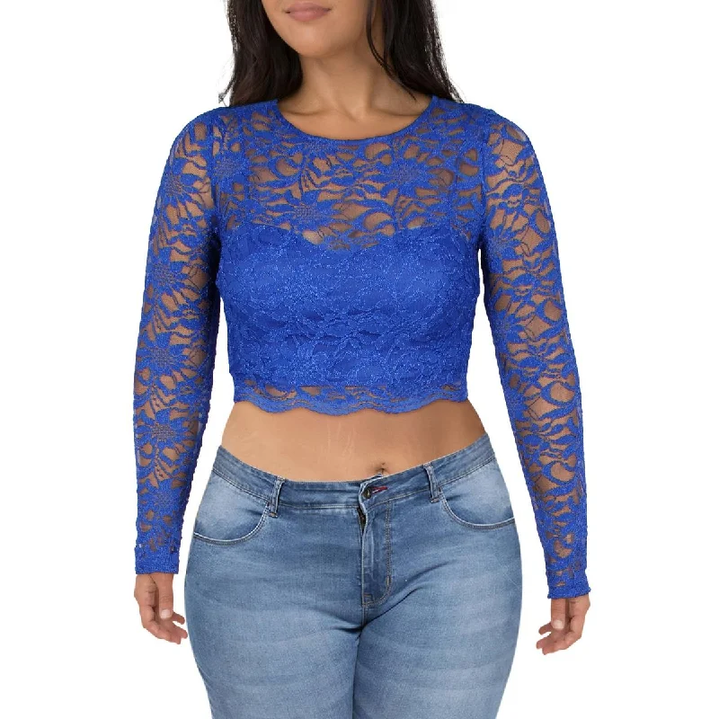 Street Style Fashion Juniors Womens Lace Glitter Pullover Top