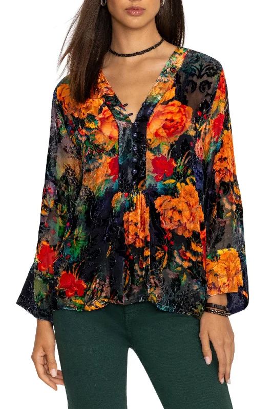 Free Spirited Fashion BOTINA BURNOUT BLOUSE - C17524A8