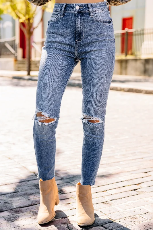 Vibrant Femme Fashion Can't Hide Medium Wash Distressed Jeans