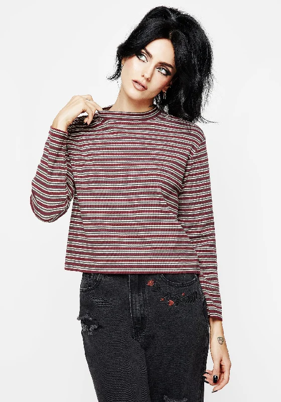 Premium Fashion Calliophis Stripe Long Sleeve Crop Tee