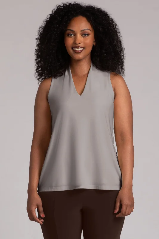 Women's Plus-Size Casual Outfit Deep V Trapeze Tank | Taupe