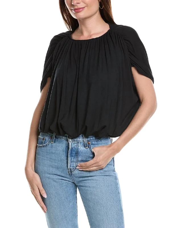 Sale Clearance Carmen Short Sleeve Top In Black