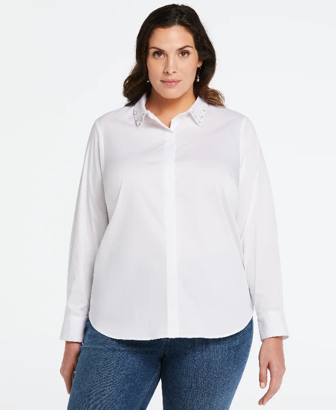 Clothing Sales Plus Size Embellished Collar Blouse