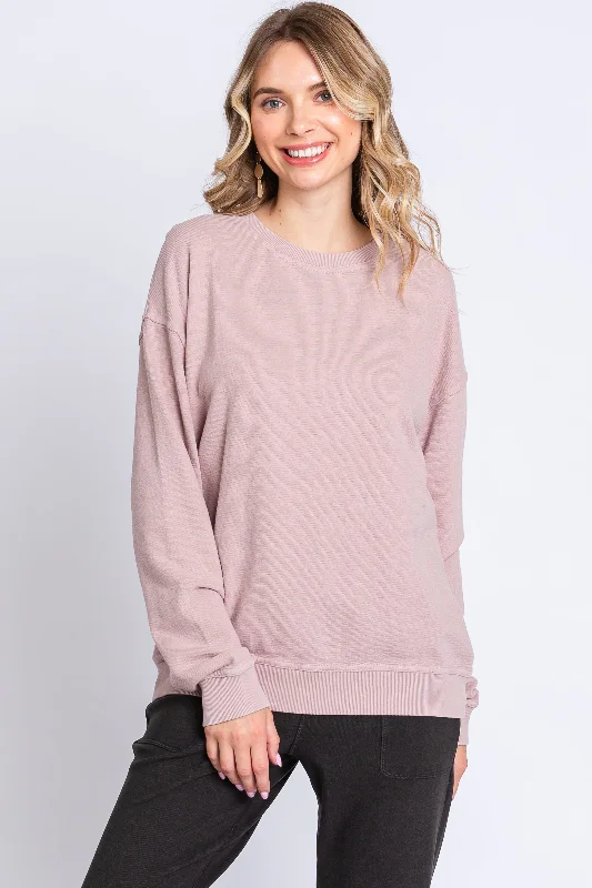 Sustainable Women's Apparel Light Pink Long Sleeve Top