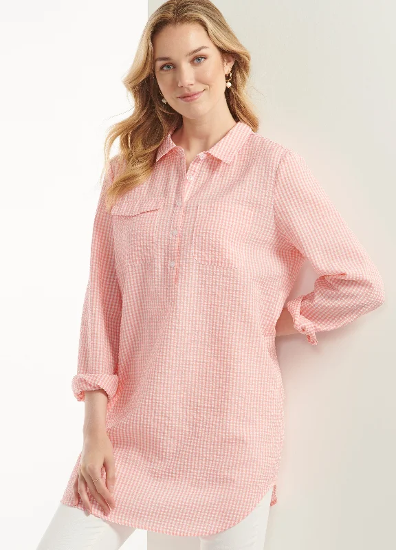 Current Trends Charlie Paige Seersucker Button Up Tunic