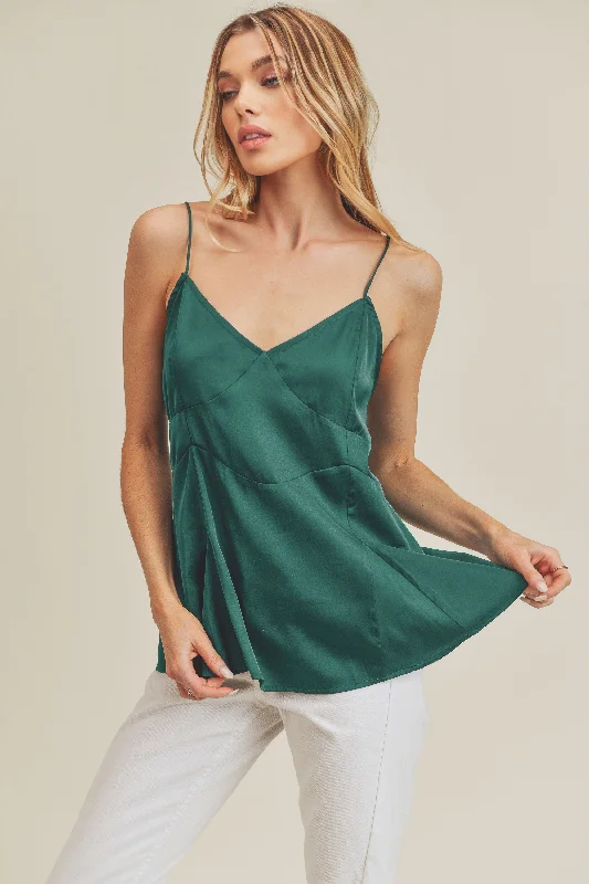 Online Boutiques Emerald Satin Tie Tank