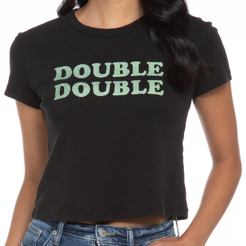 Affordable Luxury Women's Garments Black Cropped Double Double Tee