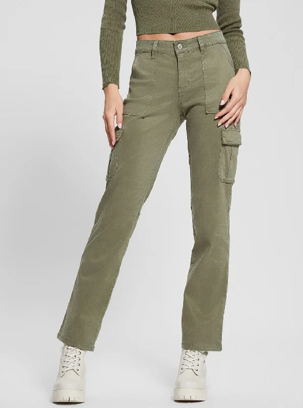 Fashion Women's Clothing Green Straight-Leg Cargo Pants