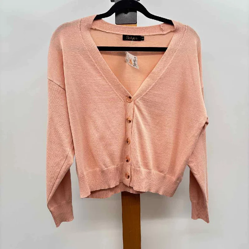 Classic Women's Fashion Saturn Women's Size L Peach Solid Cardigan