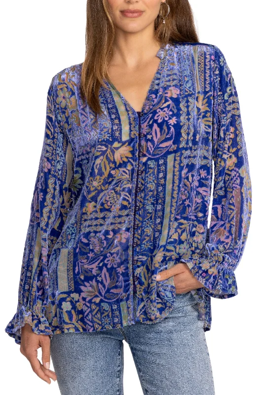 Vibrant Styles JOASIE BURNOUT BLOUSE - C17324A7