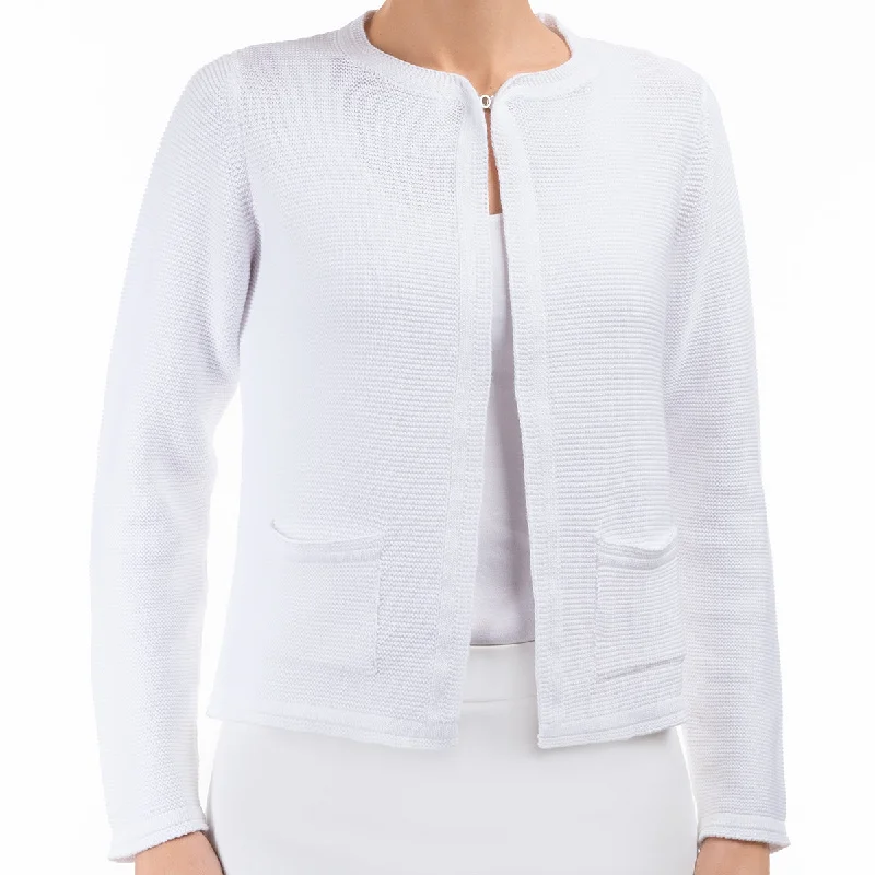 Plus Size Women's Fashion 2 Pocket Cardigan in White