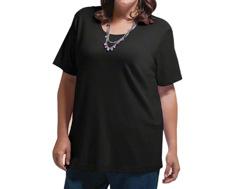 Women's Activewear for Exercise and Sports Cotton Short Sleeve Tee - Plus In Black