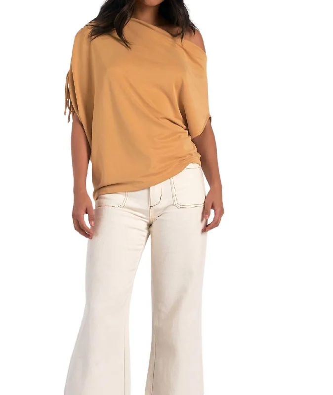 Comfortable Casual Women's Clothing Torrance Short Sleeve Top In Curry