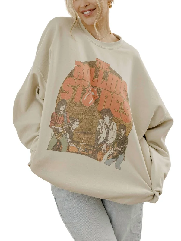 Sophisticated Style Rolling Stones Stage Circle Graphic Sweatshirt In Sand