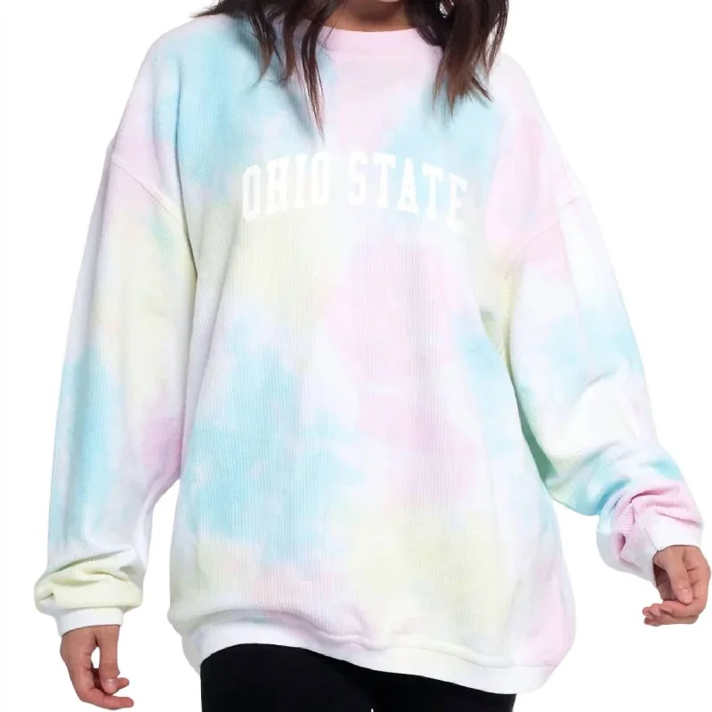 Women's Luxury Attire Ohio State Tie Dye Corded Sweatshirt