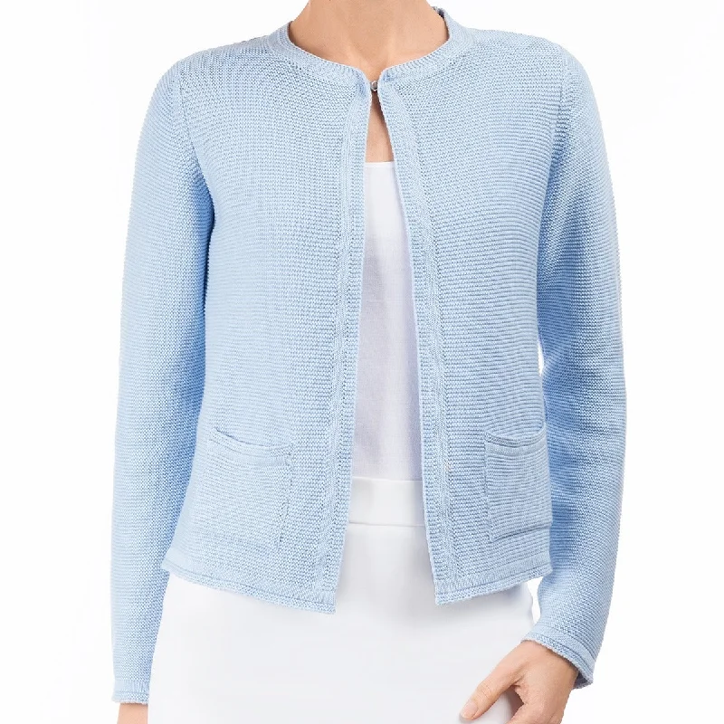 Unique Women's Fashion Pieces 2 Pocket Cardigan in Cielo Blue