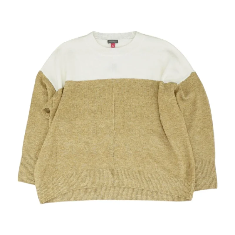 New Arrival Discounts Tan Color Block Crewneck Knit Top