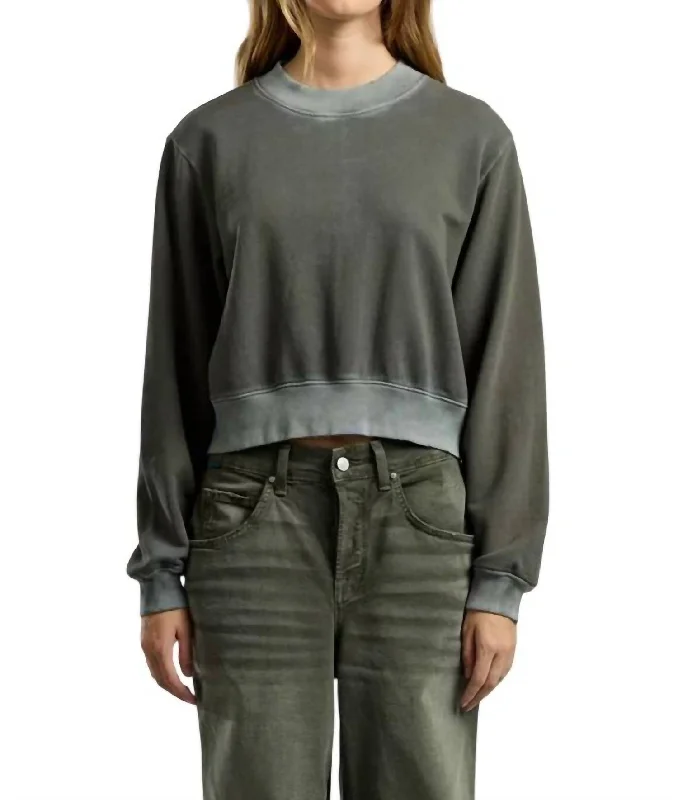 Earthy Tones Milan Crew Sweatshirt In Vintage Steel Gray