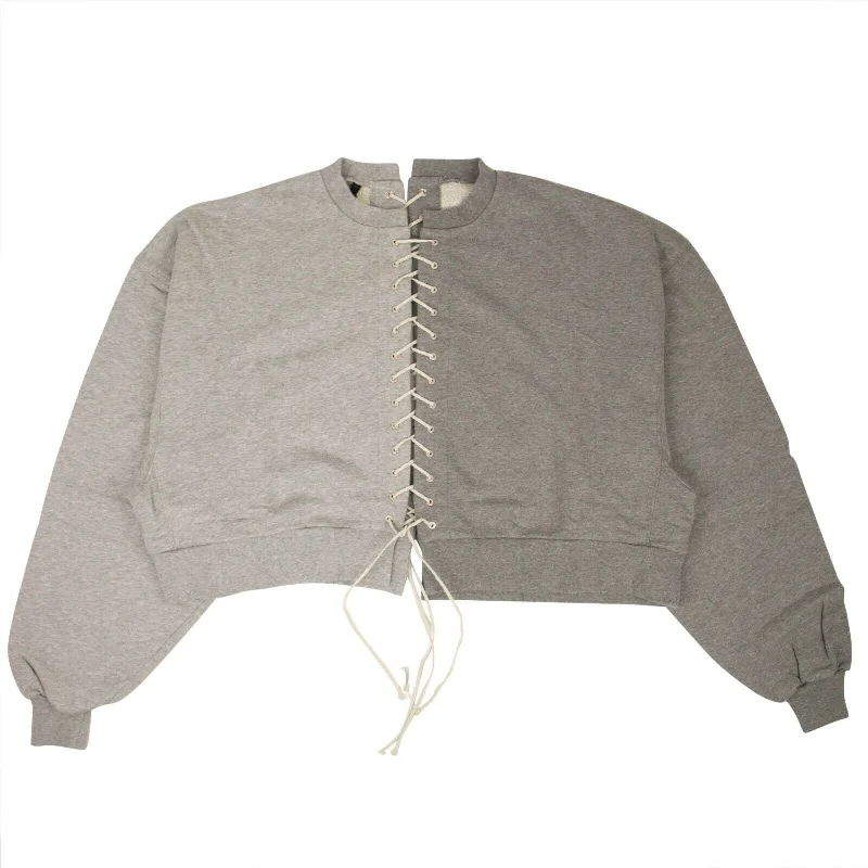 Online Clothing Boutiques Unravel Project Two Tone Lace Up Sweatshirt - Gray