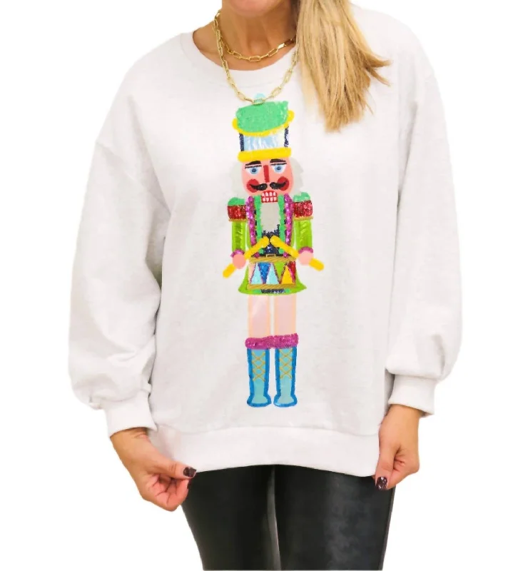 Clothing Store Drummer Nutcracker Sweatshirt In Heather Grey