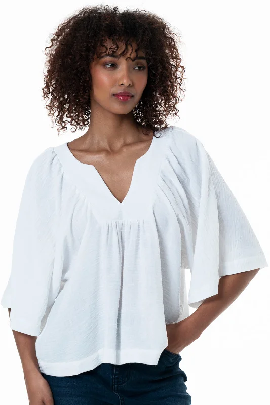 Plus Size Women Wear V-Neck Swing Blouse _ 153815 _ White