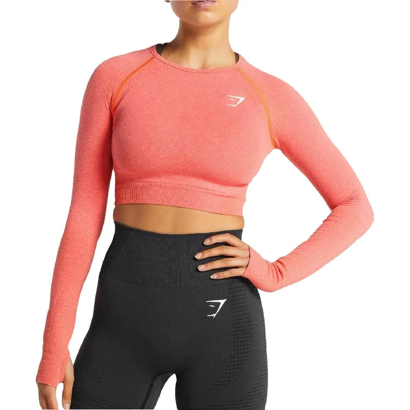 Women's Weekend Outfit Gymshark Vital Seamless 2.0 Crop Long Sleeve Womens Training Top - Pink