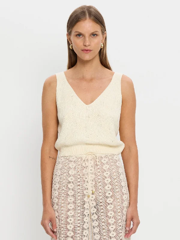 Contemporary Women's Clothing Aloe Knit Cami - Cream