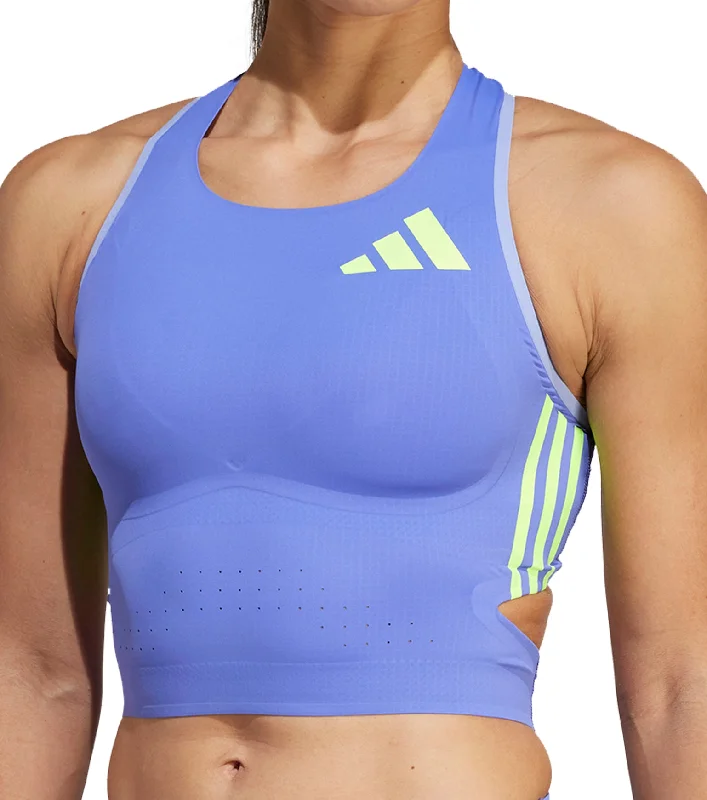 Affordable Women's Outfit adidas Adizero Promo Womens Running Crop Top - Blue