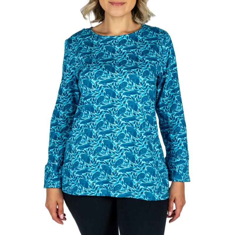 Preppy Style Manatees Long Sleeve Tunic Top