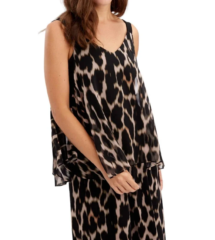 Affordable Women's Garments Animal Print Top In Black/blush