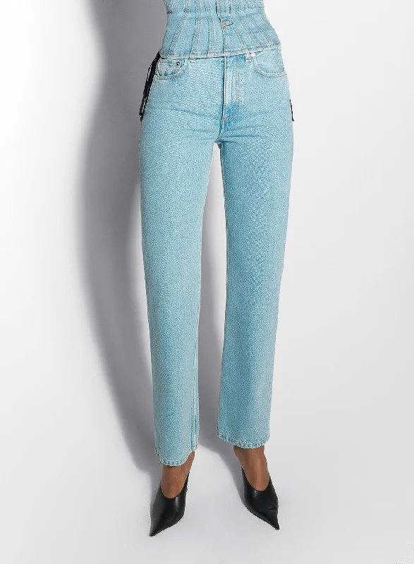 Big Savings blue laced-up straight leg jeans