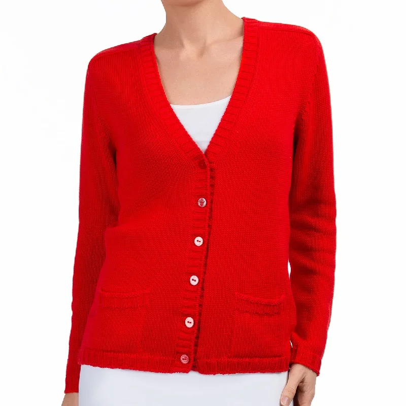 Women's Comfortable Lounge Outfit Varsity Cardigan in Red