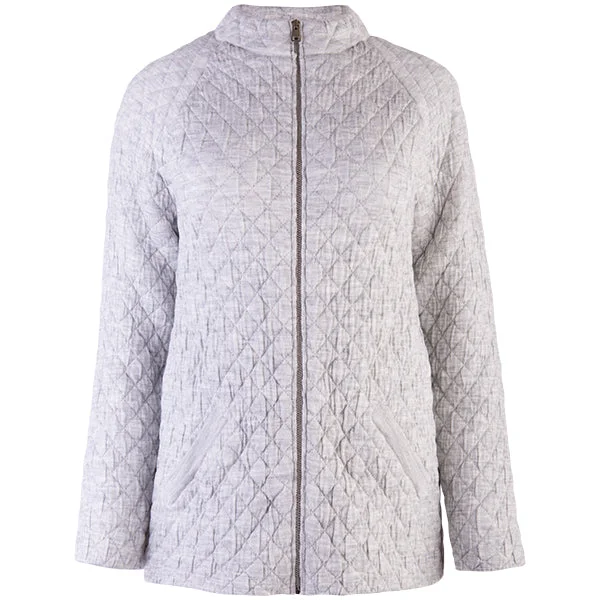 Women's Evening Wear Outfit Quilted Jacket Cardigan in Light Grey