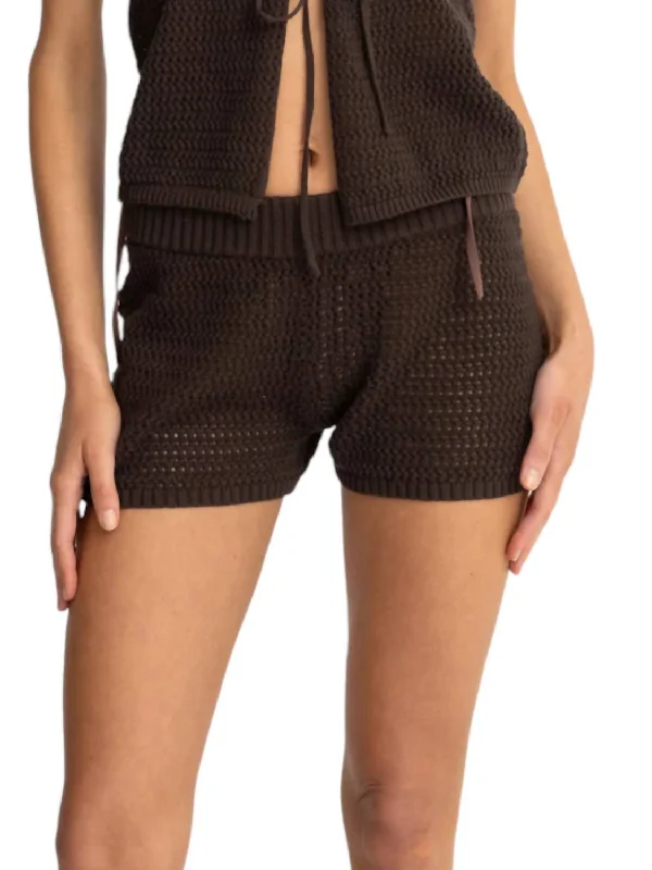 Women's Clothing for Every Occasion Shell Knit Beach Short In Chocolate