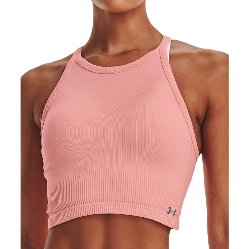 Women's Comfy Loungewear Outfit Under Armour Rush Seamless Womens Training Crop Top - Pink