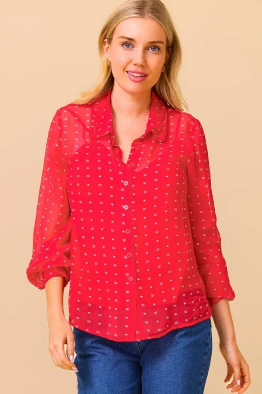 Affordable Online Boutique Ffion Blouse | Red/White