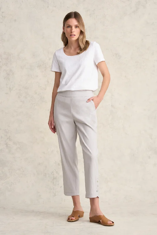 Holiday Gift Guide Sale Curved Hem Linen Pant - Light Grey