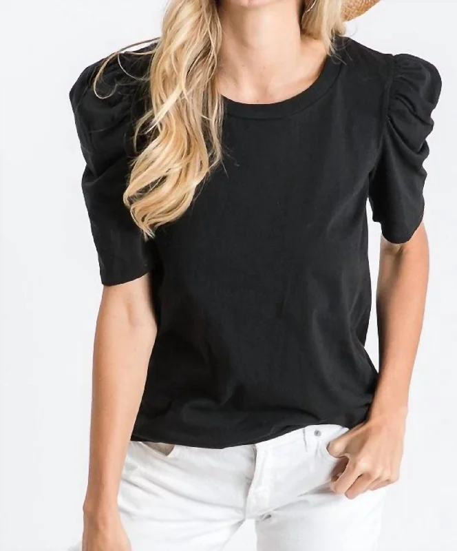 Discount Price Puff Short Sleeve Top In Black