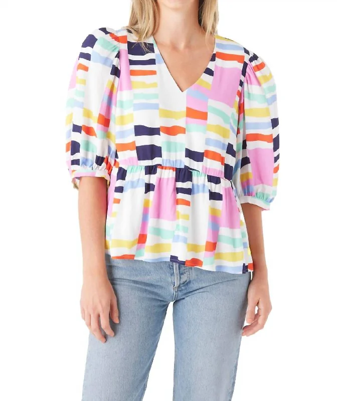 Flash Sales Today Jacqueline Short Sleeve Top In Chappy Stripe