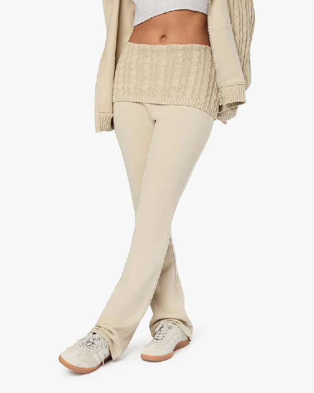 Women's Romantic Outfit Cable Knit Roll Over Pant