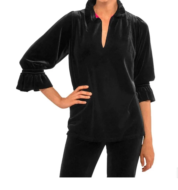 Comfortable Women's Outfits Ruffneck Tunic In Black Velvet