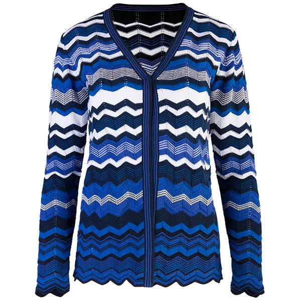 Women's Functional Outfit For Outdoor Activities Chevron Cardigan in Blue