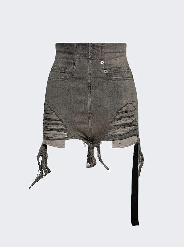 Vintage Fashion Rick Owens Drkshdw Dirt Denim Cutoff Shorts Grey