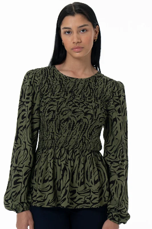 Women's Clothing Boutique Peplum Blouse _ 157799 _ Olive