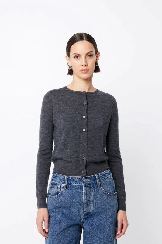 Chic Wardrobe Mossman Maine Cardigan - Charcoal