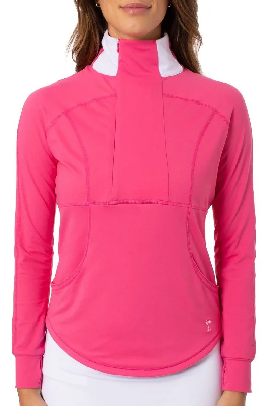 Clothing Sale Hot Pink Contrast Quarter Zip Pullover